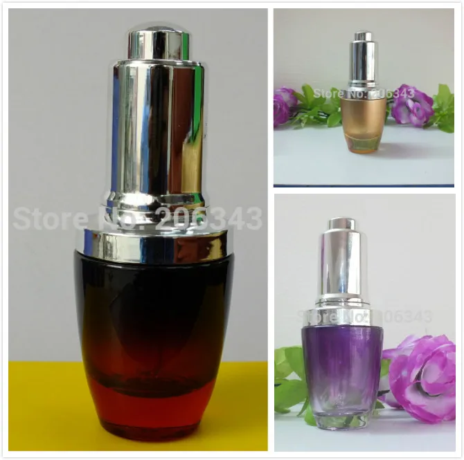 20 мл фиолетовый/красный/бутылка из золотого стекла с серебряной капельницей для