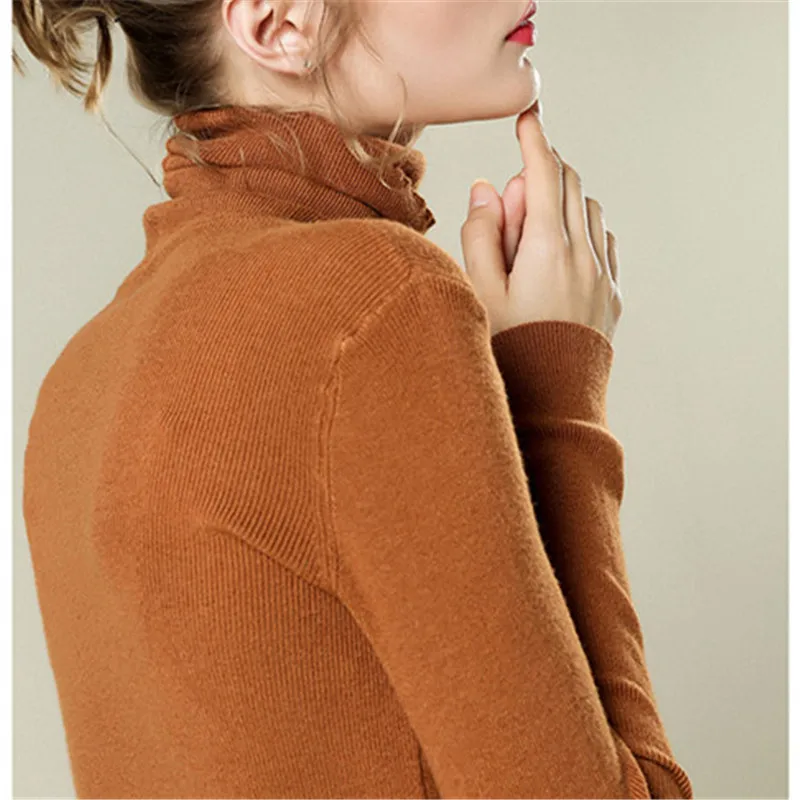 Casual Turtleneck Slim Knitted Sweater Pullover Women Autumn Winter Fashion Solid Pull Femme Jumpers Long Sleeve Sueter Mujer | Женская