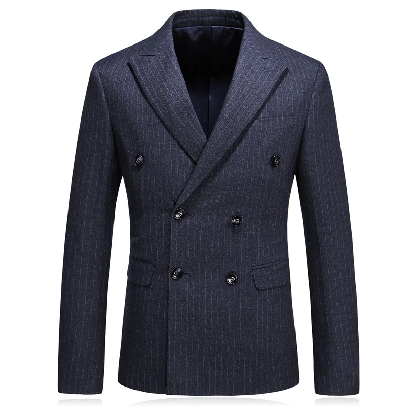 Plyesxale Для мужчин s двубортный костюм 2018 Slim Fit вертикальный в полоску 5XL размера