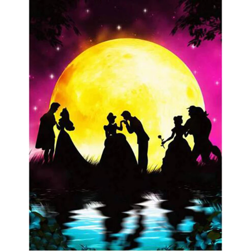 Cross Stitch Diamond Embroidery "Colorful Moon & Cartoon Character" Patterns Full DIY 5D Painting Mosaic DA011 | Дом и сад