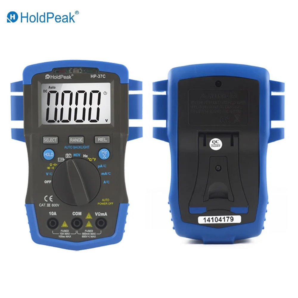 Мини multimetr цифровой holdpeak HP 37C Авто Диапазон True RMS мультиметр Температура емкость