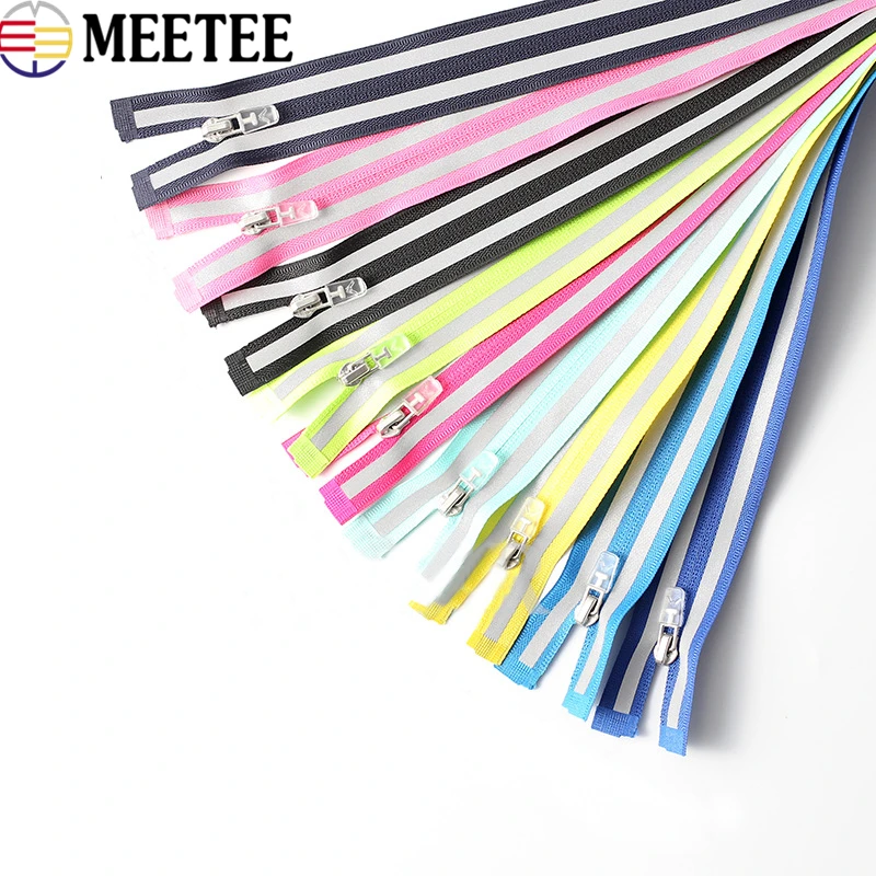 10pcs Meetee 3# 20cm 70cm Nylon Reflective Zippers open end zip for DIY Sewing sports coat clothes 9 colors Available A4-2 | Дом и сад