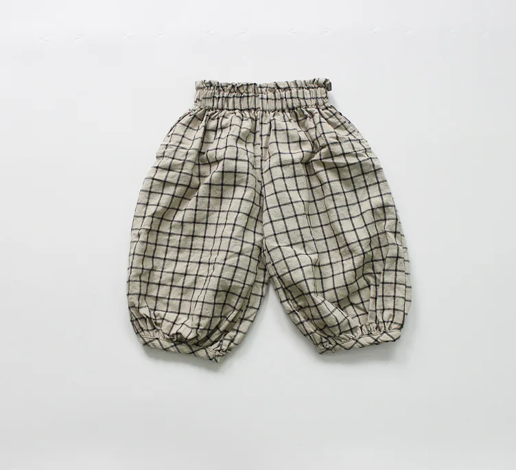 Весна-лето 2020 детские клетчатые брюки унисекс в Корейском стиле свободные