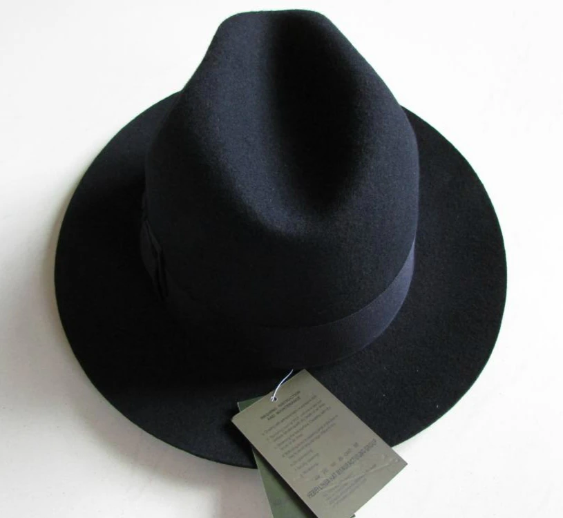 crushat шерсть из Австралии Fedora мода унисекс черный Хомбург Панама джазовая, шляпа для мужчин Панама Fedora Черные Шляпы B-1540
