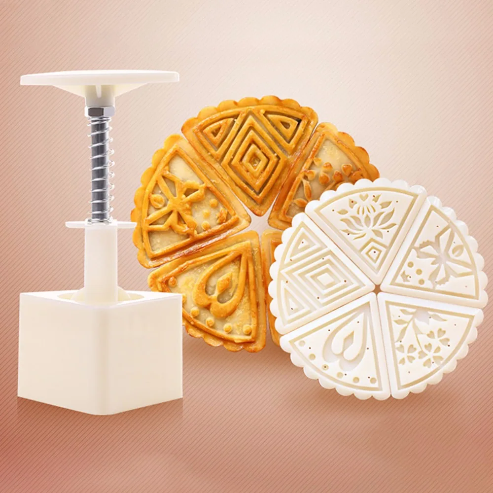 6 шт. бежевый вентилятор Форма Цветок Луны печати для торта прессформы печенья