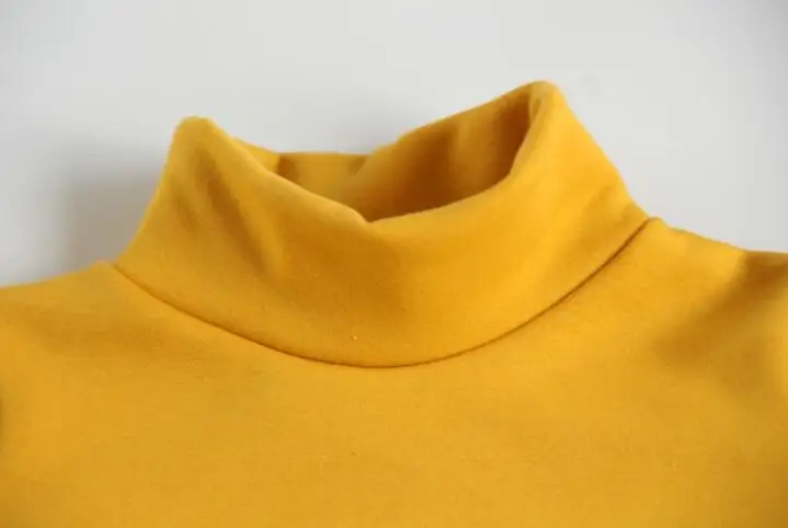 fleece ginger yellow Осенне-зимняя детская одежда; хлопковая футболка с длинными рукавами и высоким воротником; флисовая футболка для маленьких мальчиков и девочек; детская рубашка с высоким воротником - Цвет: fleece ginger yellow