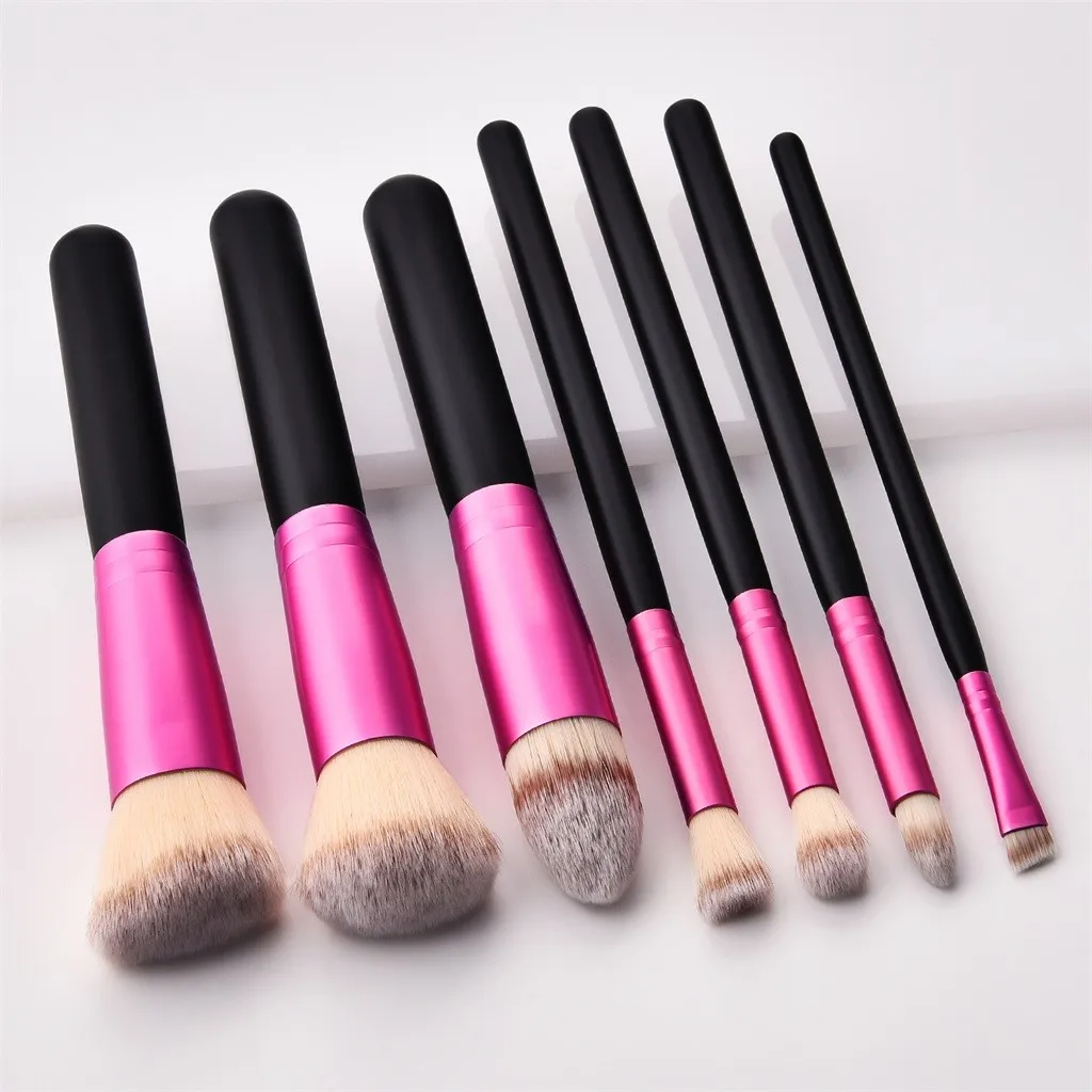 7 шт фуксия трубки BlushBrush кисть для теней макияж глаз набор Pinceis де maquiagem makyaj frçası