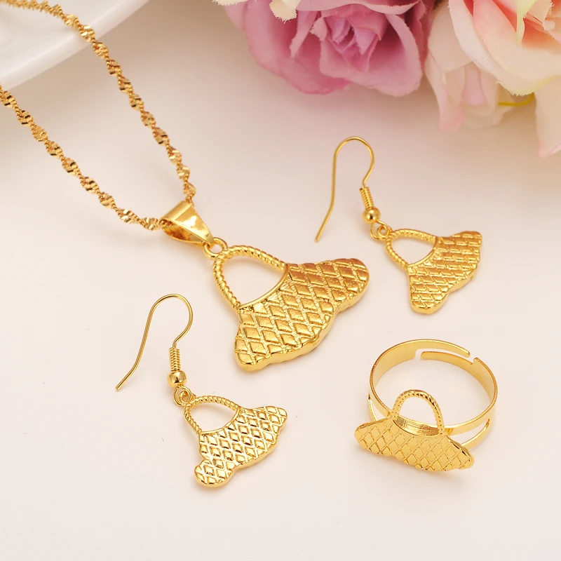 Комплект из колье серёг и кольца золотого цвета|earrings ring set|african womenbridal wedding jewelry |