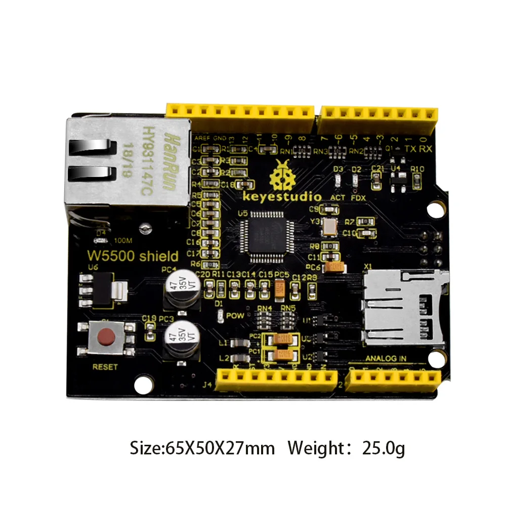 Плата расширения Keyestudio W5500 Ethernet Shield для управления Arduino (без POE) | Электронные