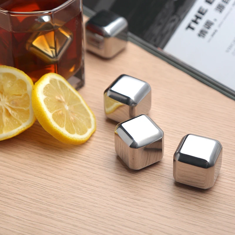 4 шт./лот Нержавеющая сталь Льда Вина Wisky Ice Камни водки Cube охладитель вина soapstone