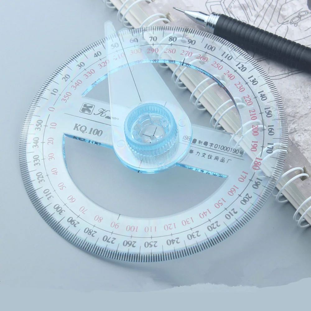 

Transparent Plastic 360 Degree Diameter 10cm Protractor Ruler Angle Finder for Office Gift Protractors