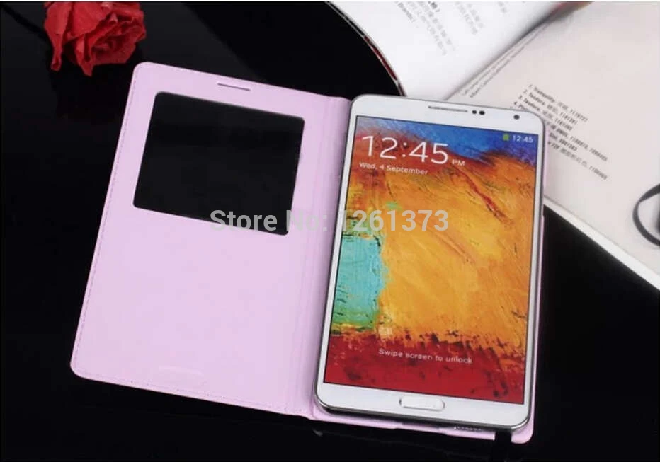 Для Samsung Galaxy Note3 neo mini N7505 7505 откидной кожаный чехол с окошком без микросхемы IC|case