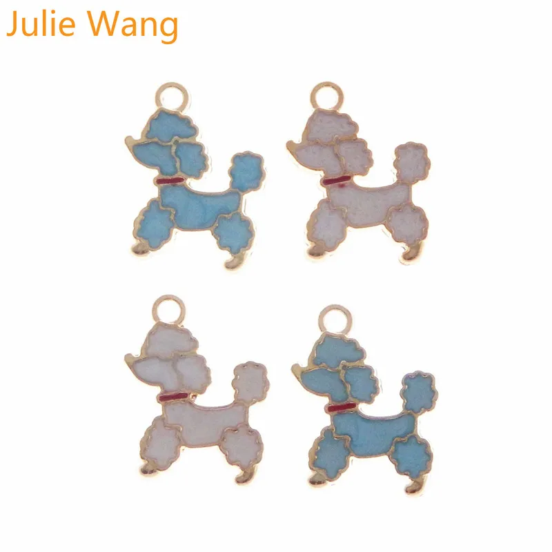 Julie Wang 6 шт. сплав Золотая основа Синий/Розовый эмаль маленькая пудель собака