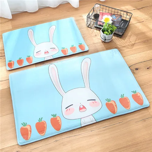 Rabbit and her food Коврик с совами 45*120 см кухонный коврик мультфильм для чистки ковров, для дома двери Нескользящие коврики Рождественский Декор коврики для пола Современные рыбьи животные дверной коврик - Цвет: Rabbit and her food