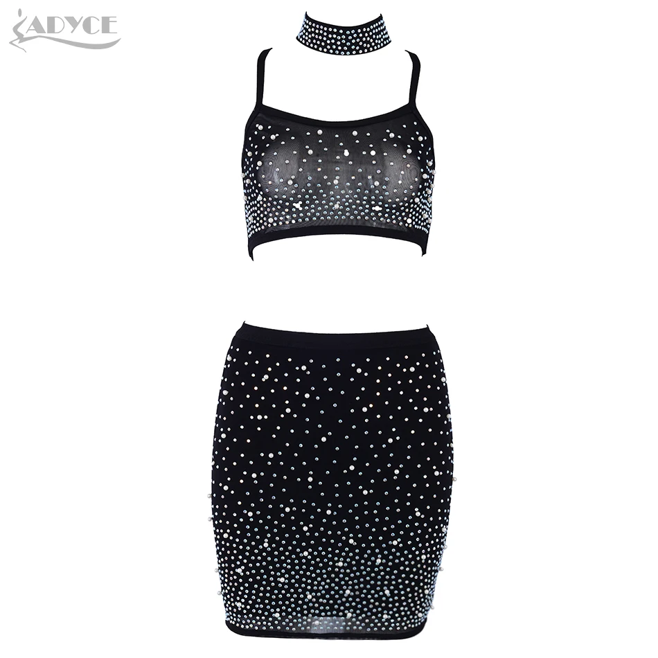 ADYCE 2019 Лето Женское утягивающий бандаж наборы Vestidos комплект из 2 предметов топ и