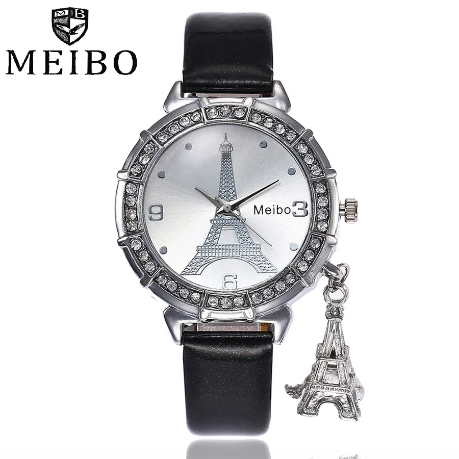 2018 Горячая Распродажа женские часы MEIBO кварцевые Эйфелева башня стразы подвеска