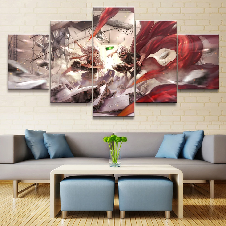 Canvas Modern Picture Home Decoration 5 Pieces Tokyo Ghouls Animation Painting Wall Art Prints Poster Modular Living Room Framed | Дом и сад
