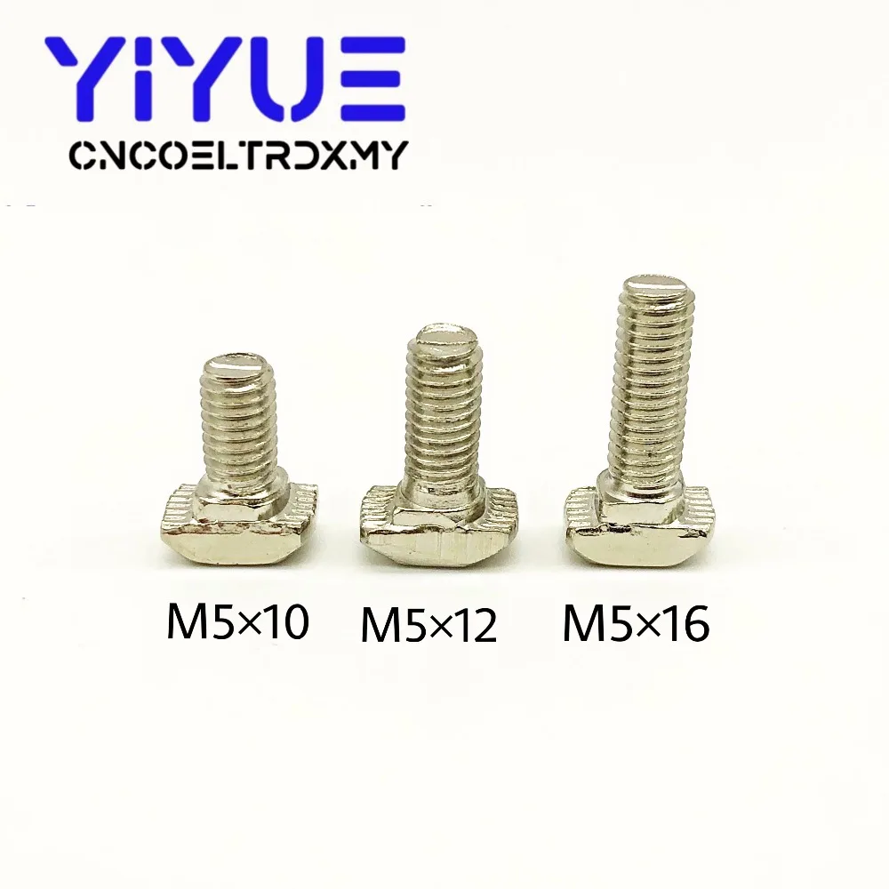 10 шт. болты M5 * 10/M5*12/M5*16 для 40 T-Slot T болт винт квадратные T-head винтовой желоб t-болт 2020