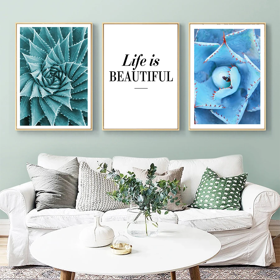 Суккулент растение алоэ художественные принты в скандинавском зеленом стиле