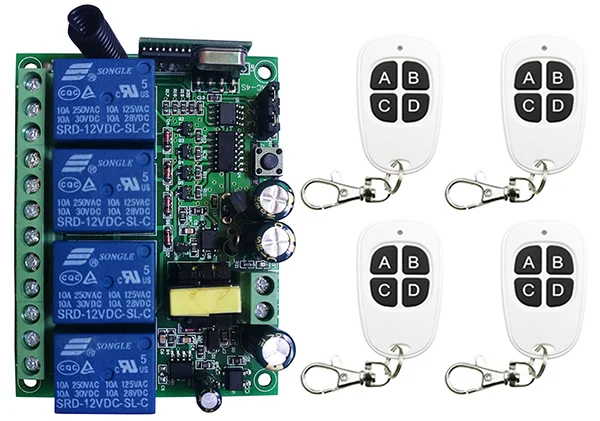Беспроводное реле AC110V 220V 230V 10A 4CH 4 CH Беспроводной RF пульт дистанционного