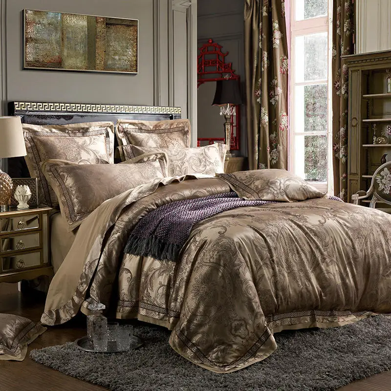 Жаккардовые роскошные комплекты постельного белья 4/6 шт. размер Queen/King хлопковый