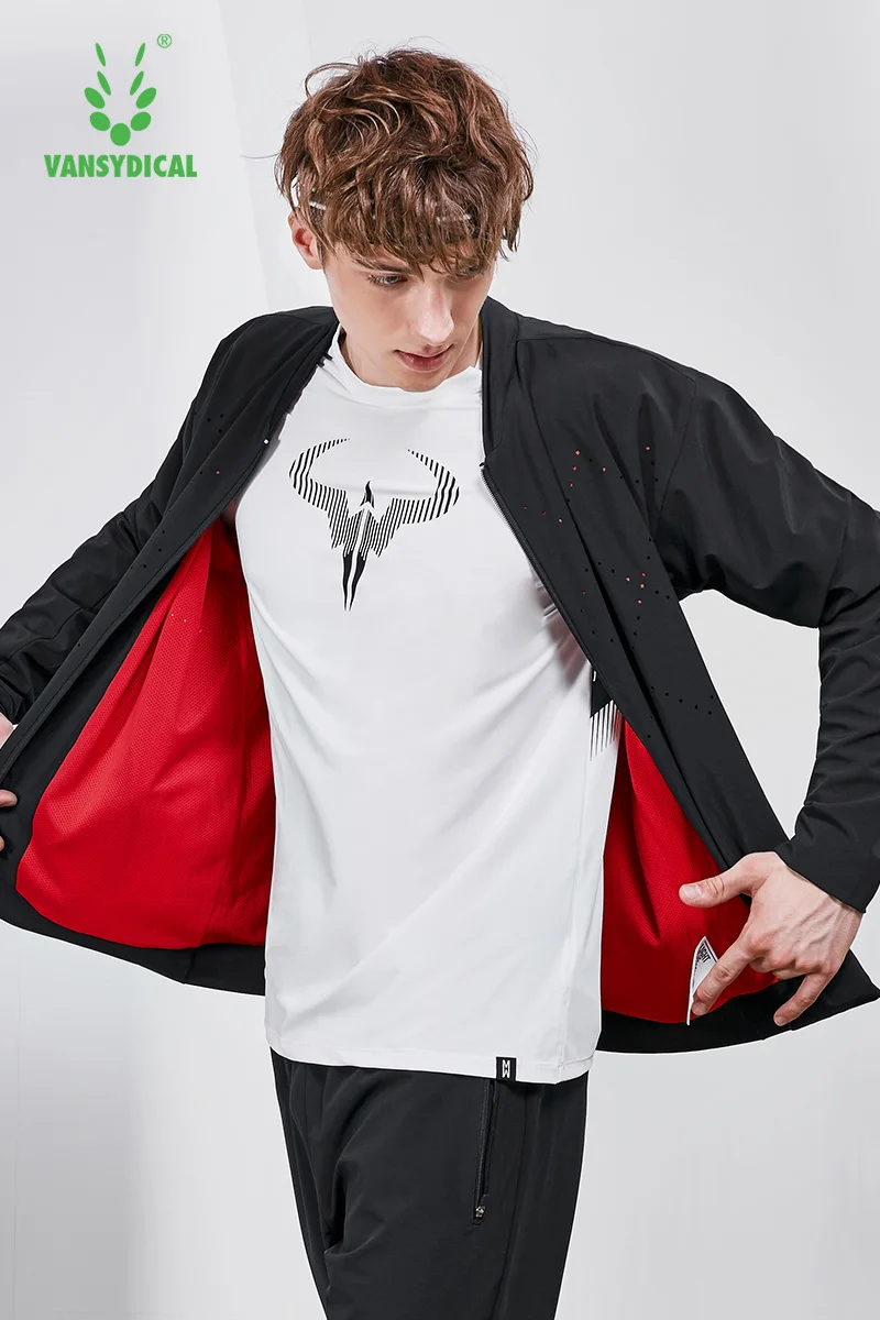 

Vansydical Autumn Winter Men's Sports Running Jackets Tops Long Sleeve Windproof Zipper Outdoor Fitness Workout Jogging Coat