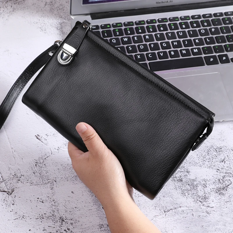BAQI Brand Men Handbags Genuine Leather Cowhide Men Wallets Clutch Bag High Quality 2019 Fashion Ipad Bag Men Card Holder Casual