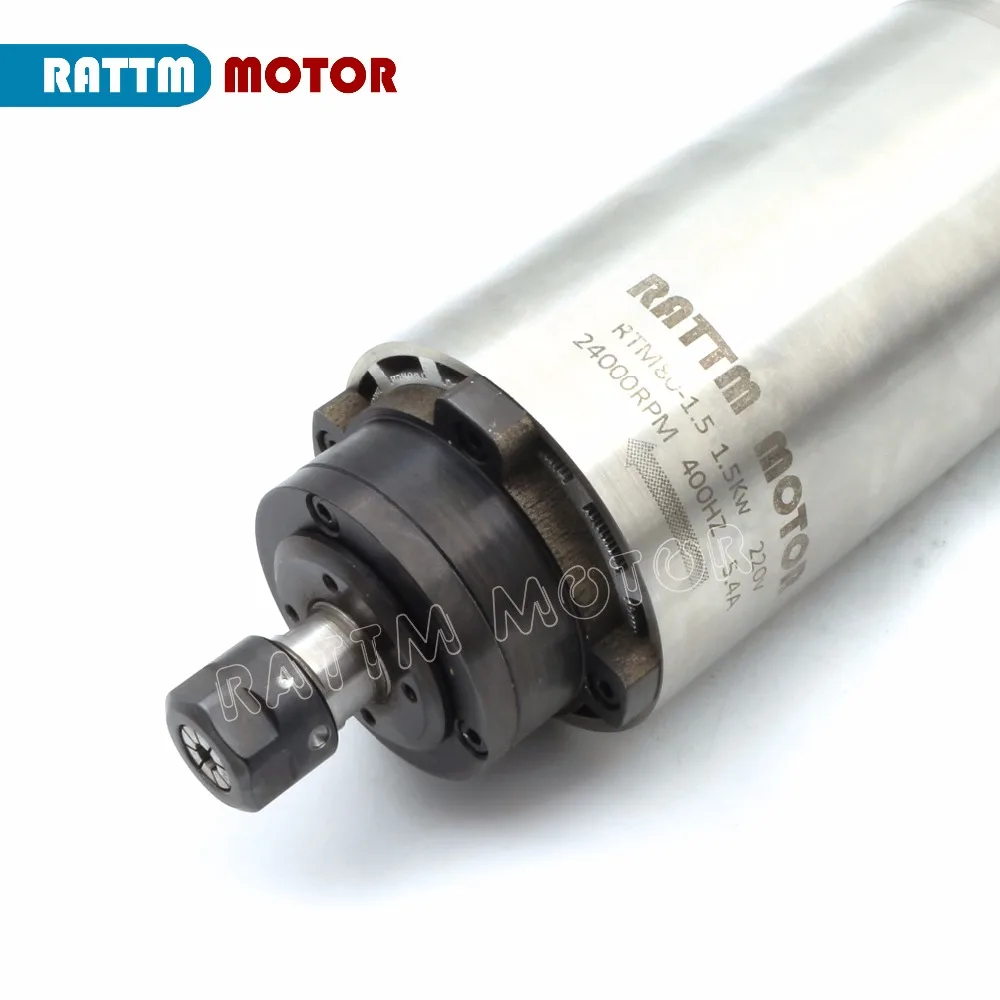 1.5KW шпиндель с воздушным охлаждением двигатель ER16 220 V 80 мм 24000 об/мин 0.6Nm 5.4A 400 Гц Гравировальный фрезерный станок