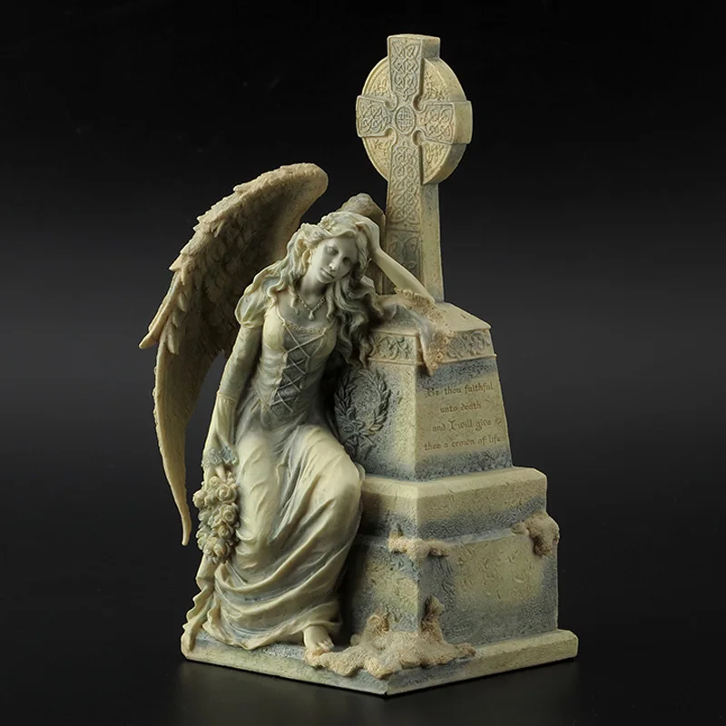 

Vintage Greek Mythology Goddess Resin statue Decoration/Prayer Angel Cross Corolla Figurine/Fairy Garden Home Interior Showpiece
