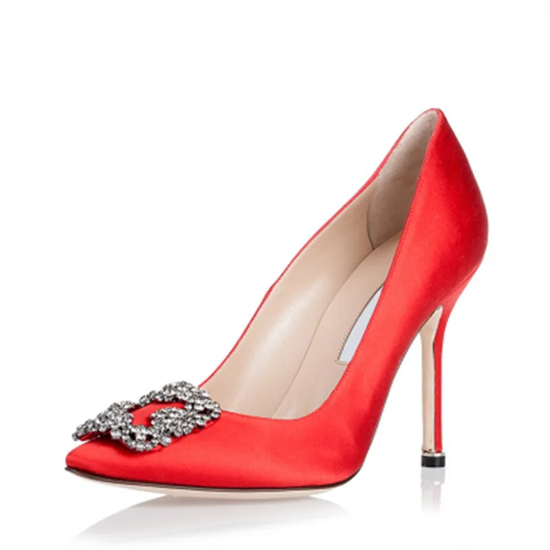 yanicuding High Thin Heeled Shoes Women Luxury Satin Pumps Bridal Crystal Embellished Wedding Bride Lady | Обувь