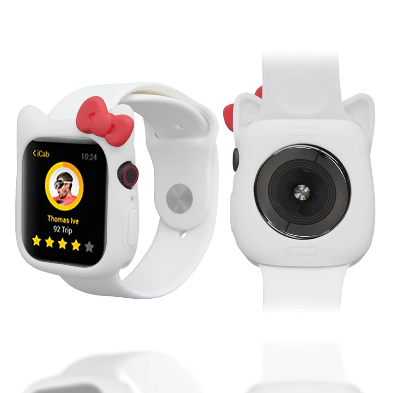 Милый силиконовый чехол для часов Apple Watch 4 3 2 1 защитный из ТПУ iwatch 44 мм 40 38 42 бампер