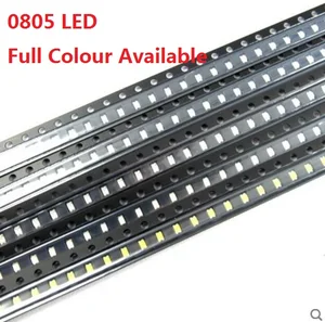 Светодиодная бусина SMD, 100 шт., 0805 светодиодов, красный, желтый, зеленый, белый, синий, оранжевый, фиолетовый, теплый белый, высокое качество