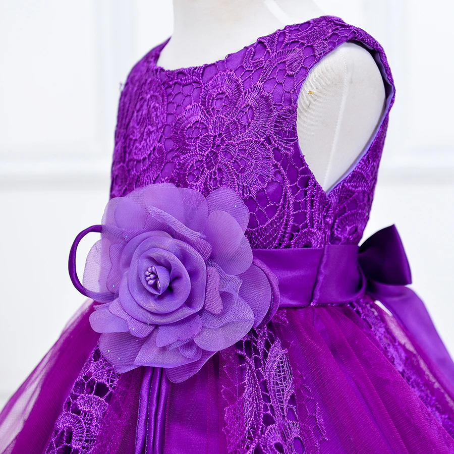 2017 Младенца Лета Девушки Изысканные Кружева Платье Цветка Платья для Свадьбы