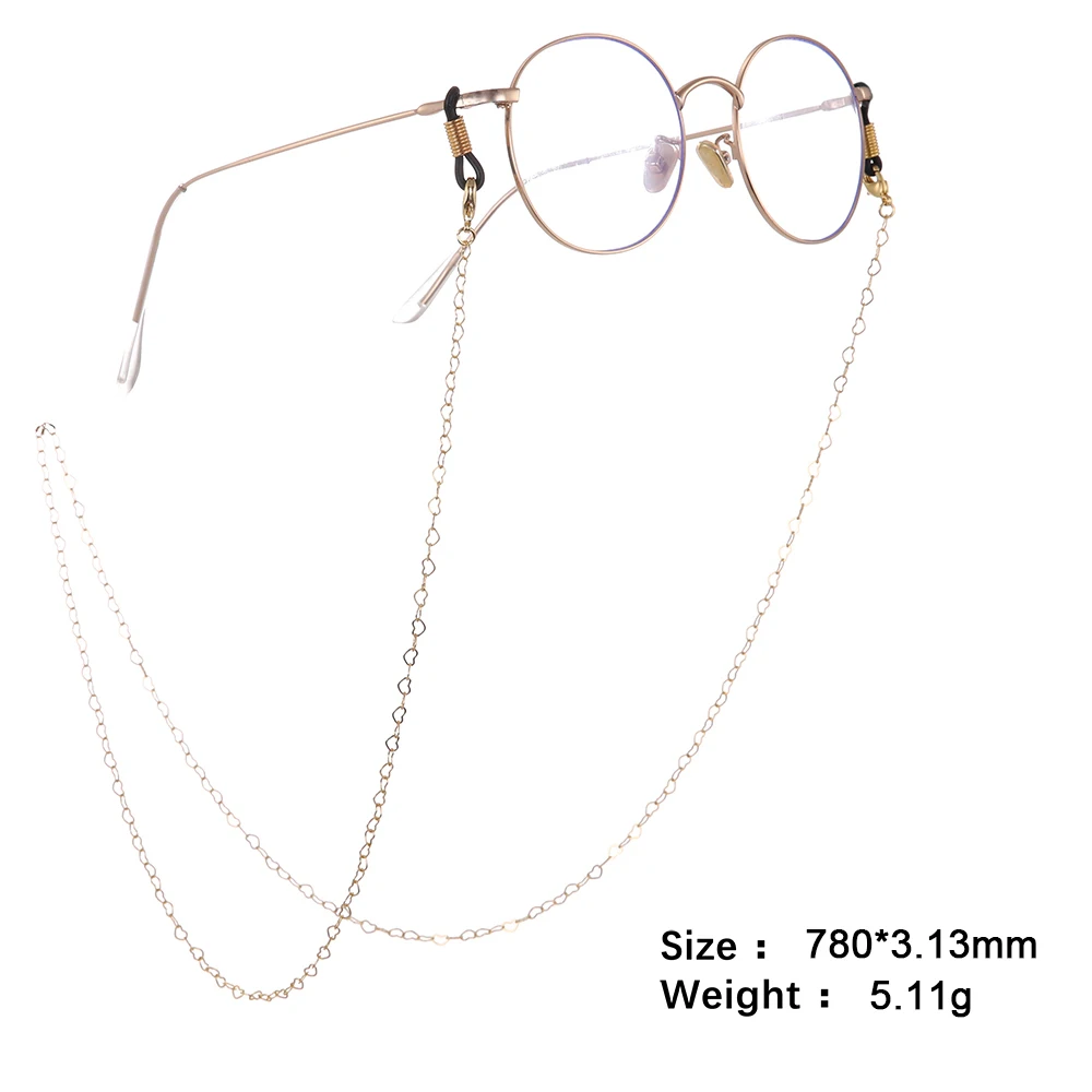 Dorapara, цепочка для очков в форме сердца, очки для глаз, аксессуары для женщин, розовое золото, серебро, металлическая цепочка для солнцезащитных очков, ремешок, держатель шнура