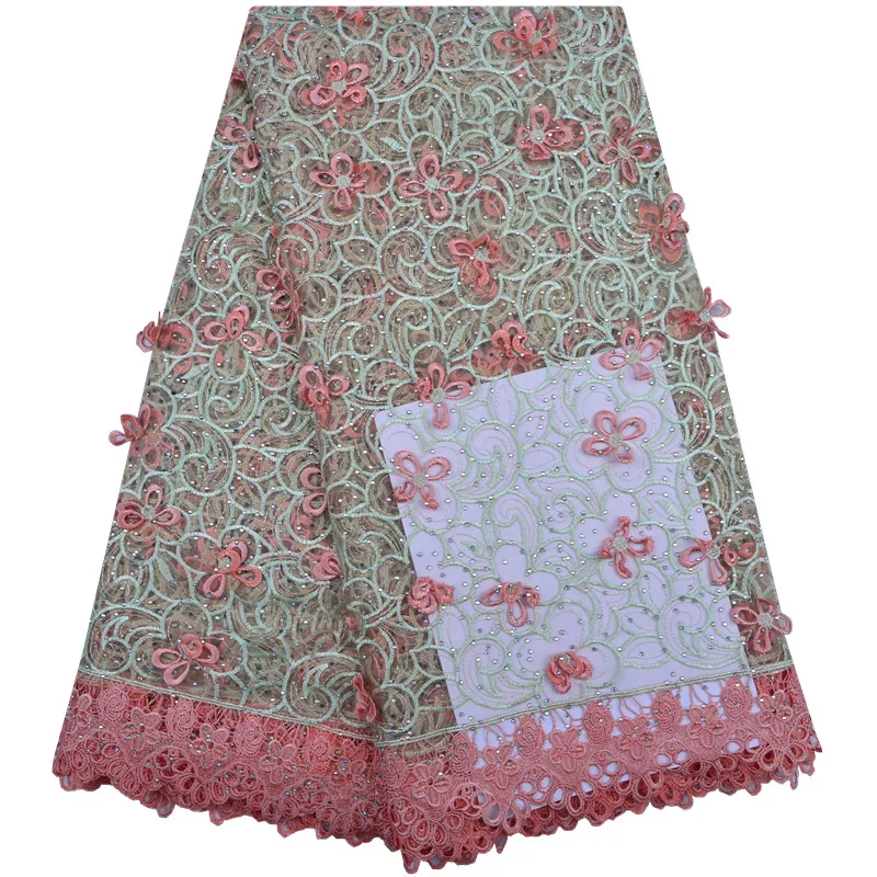 Новое поступление французская кружевная ткань с камнями сетчатый тюль