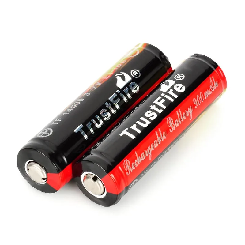 2 шт./лот TrustFire защищенные 14500 3 7 в 900 мАч перезаряжаемые литиевые батареи для