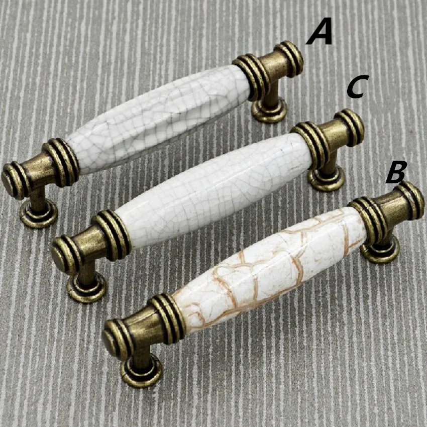 96 мм Античная ручка для кухонного шкафа с трещинами керамический шкаф вытяжной