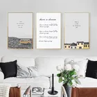 Домашний декор Скандинавская Картина на холсте черный, белый цвет пейзаж дом письмо Цитата изображение Гостиная для стены в спальне отеле арт реквизит 