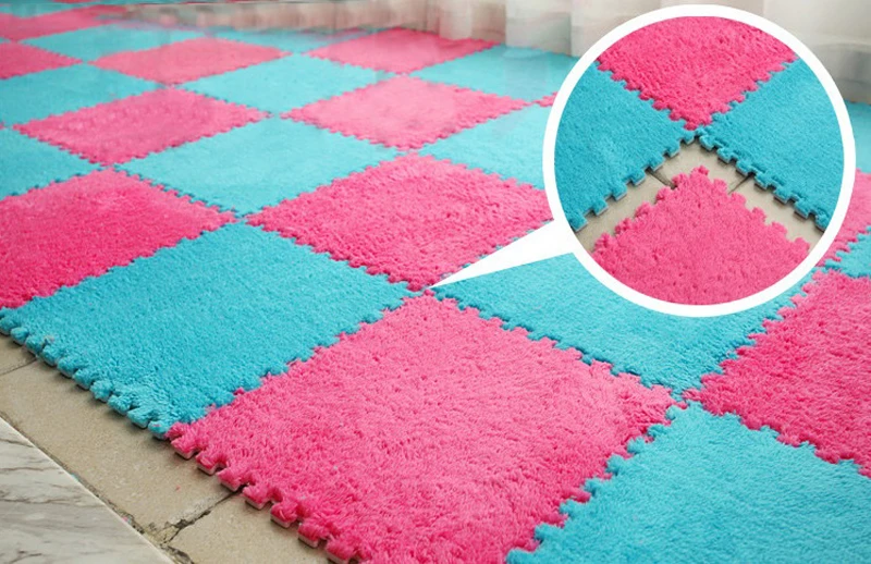 10pcs/set 30*30cm Baby EVA Plush Puzzle Mats Foam Shaggy Floor Velvet Carpet Decorative Kids Room for Crawling Play Toys Rug