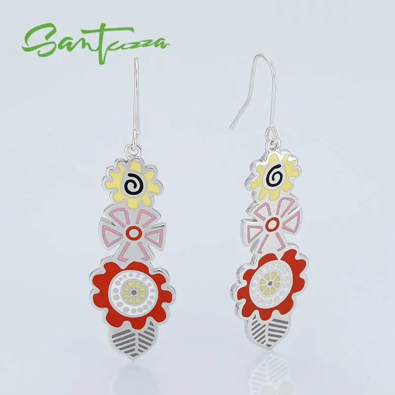 Женские серьги с красным цветком эмалью ручной работы для женщин женские модные