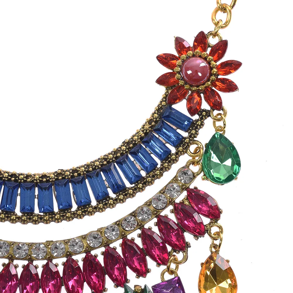 Multicolor Luxury Crystal Gem Bridal Maxi Necklaces Pendants Women Statement Big Necklace Jewelry Large Collar Choker | Украшения и