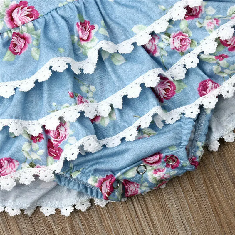 Модное боди на бретелях с цветочным рисунком для маленьких девочек комбинезон