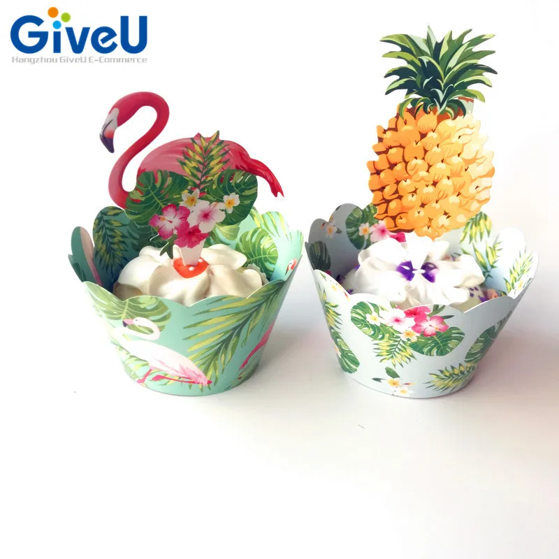 GiveU 24 шт. украшение Фламинго для тортов ананас обертки Дети сувениры День