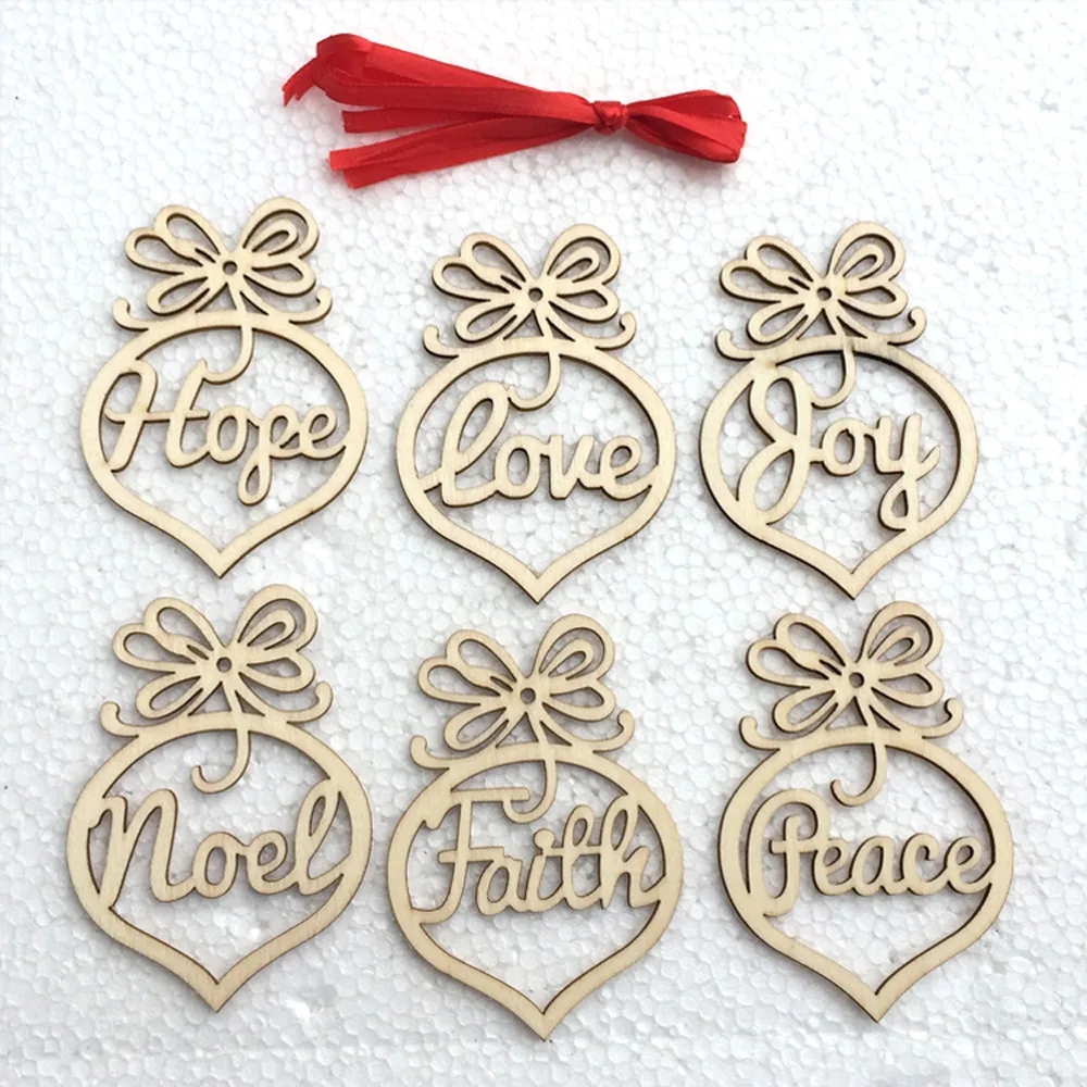 6Pcs Merry Christmas Decorations Wooden Hollow Ornament Tree Hanging Pendant Decoration Enfeites Natal H5 | Дом и сад