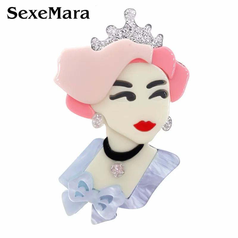 SexeMara, модная корона, принцесса, акриловая брошь, булавки для женщин, леди, красивая брошь в форме принцессы, булавка для платья, украшение, ювелирное изделие, подарок