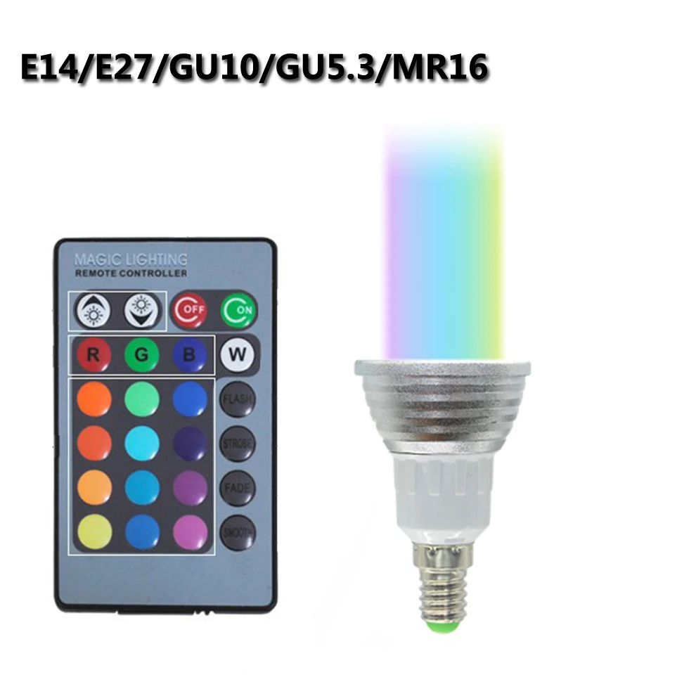Lowest price 5W LED E27 E14 GU10 RGB Bulb 16Color Spotlight with IR Remote Controller Lamp for Home Party Decoration | Освещение