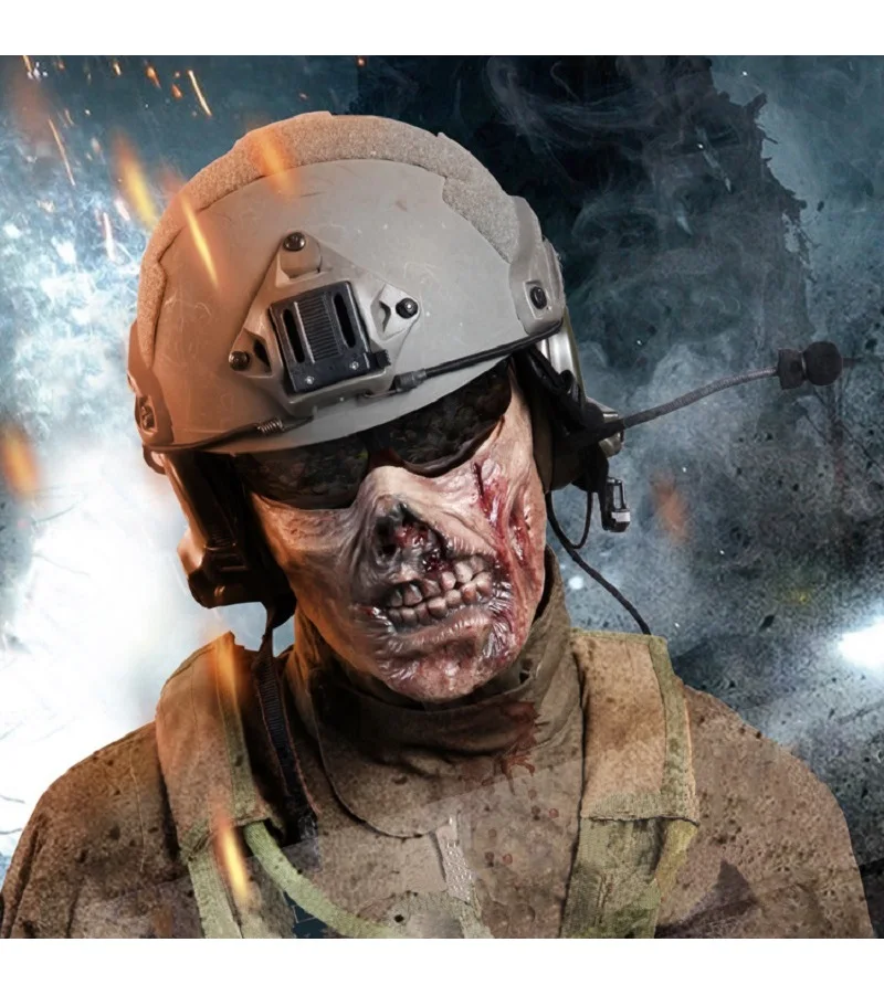 3D Unisex Half Face Cycling Mask Tactical Airsoft Protective Zombie Mask for Military Paintball Hunting CS Halloween Party Mask