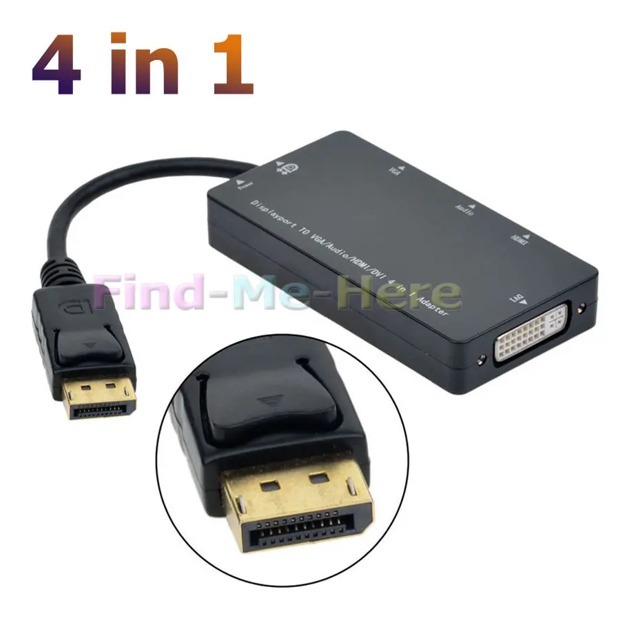 4 в 1 адаптер для порта дисплея ноутбука HDMI DVI VGA | Электроника