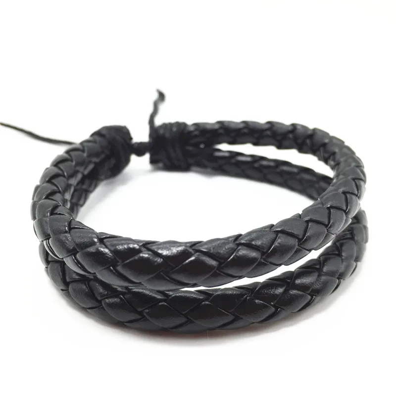 Новые двухслойные браслеты ручной работы в стиле панк из искусственной кожи для