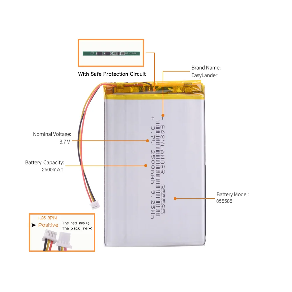 3-проводная 315586 3 7 V 2500mAh литий-полимерная аккумуляторная батарея для onix boox newton 305585